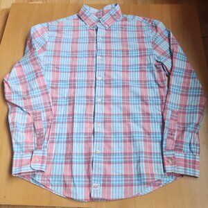 Vineyard Vines Slim Fit Murray Shirt Small Pink Blue Plaid